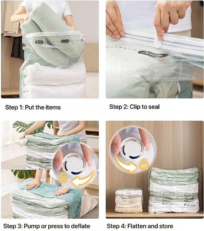 Vacuum Storage Bags for Clothing - NeatNest 6 Pack Large Cube/Box-Shaped Compression Bags for Comforters, Blankets, Bedding &