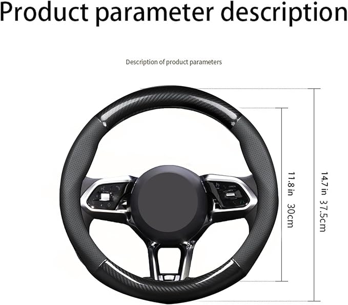 for Steering Wheel Cover Fusion Carbon Fiber Premium Leather Non-Slip, Breathable, Trendy Car Accessories with Car Logo,for Accessories (New-New)