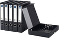 Storage File Boxes A4, 6 Pack Foldable File Box with Clip, 50mm Spine, Plastic Archives Cases with Magnetic Closure, Document