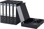 Storage File Boxes A4, 6 Pack Foldable File Box with Clip, 50mm Spine, Plastic Archives Cases with Magnetic Closure, Document