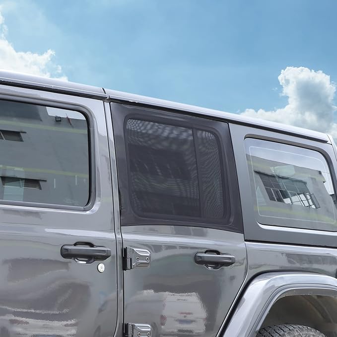 Rear Window Sun Shade Covers Elasticized Breathable Mesh Car Side Window Screens Net UV Protection Sunshade for Jeep Wrangler TJ JK JL & Gladiator JT 1997-2023,2PCS