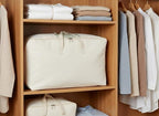Soft Canvas Clothes Storage Bags with Four Carrying Handles and Clear Window, Closet Organizer for Clothing, Blankets Sheets 