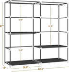 MOGELAFOO 62.5" Closet Wardrobe, Portable Closet for Bedroom, Freestanding Clothes Rack with Non-Woven Fabric Cover, 3 Hangin