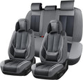 Coverado Seat Covers Full Set, 5 Seats Seat Covers for Cars, Waterproof Nappa Leather Car Seat Covers with Head Pillow, Seat 