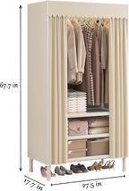 Portable Closet,Garment Rack,Heavy Duty Clothes Rack with Cover,Wardrobe Closet with 1 Hanging Rods, 2 Storage Shelves,27.5" 