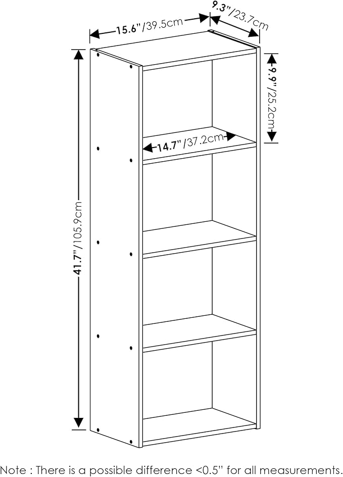 Furinno Luder Bookcase / Book / Storage, 4-Tier, Light Blue/White