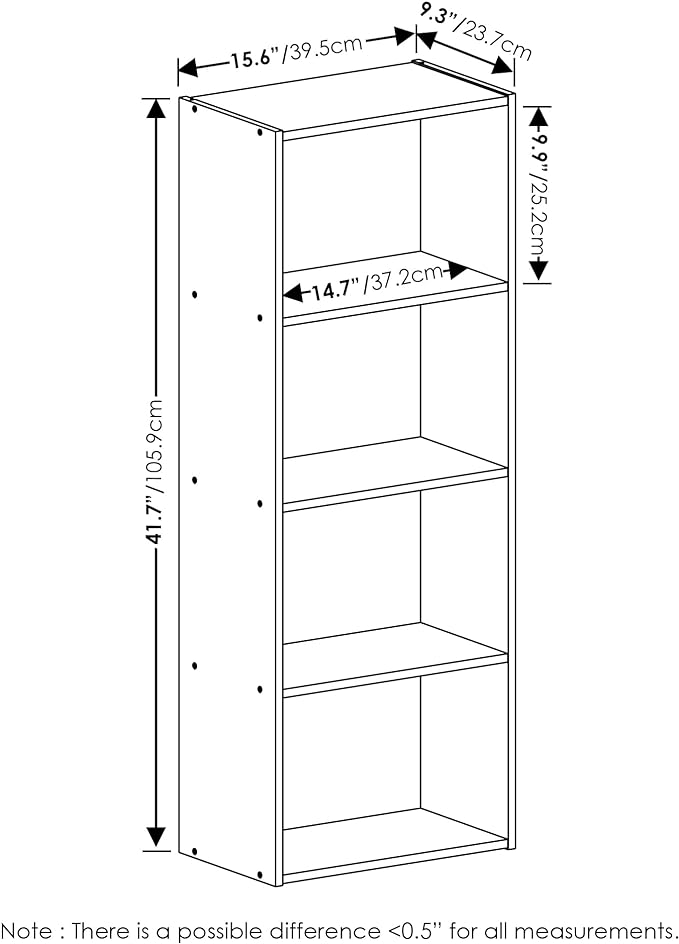Furinno Luder Bookcase / Book / Storage, 4-Tier, Pink/White