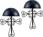 MyGift 2 Pcs Vintage Hat Holder Rack Wall Mount, Large Brim Hat Organizer Storage, Hanging Helmet Wig Display Dome, Scrollwor