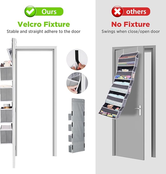 Univivi Door Hanging Organizer Nursery Closet Cabinet Baby Storage with 4 Large Pockets and 3 Small PVC Pockets for Cosmetics