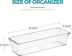 12 Pack Drawer Organizer - 3" X 9" Clear Acrylic Storage Bins with Non-Slip Pads, Versatile Desk Tray for Makeup, Jewelry, Ki
