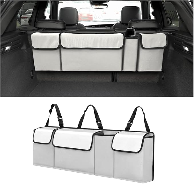 BELOMI Car Trunk Organizer, Auto Waterproof Sturdy Backseat Hanging Large Storage Collapsible Cargo Bag with Anti-Slip