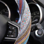 BDK Blue Woven Saddle Blanket Steering Wheel Cover for Cars SUV Van Truck Auto - Driver Grip 15 inch