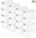 Sterilite 16 Pack Latching Box, 64 Qt Plastic Storage Container, Stackable Large Home or Office Tote Organizers with Secure L