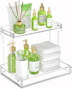 NPPLUS Bathroom Countertop Organizer, 2-Tier Clear Acrylic Counter Storage Shelf for Bathroom Counter Organizer, Clear Makeup