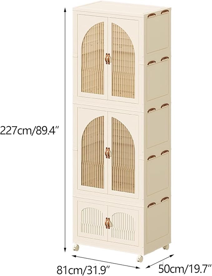 Heavy Duty Clothes Rack - Portable Foldable Wardrobe with Hanging Space on Wheels for Bedroom, Dorm, or Laundry Room Use, 81x