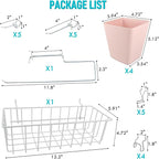 G.CORE Peg Board Organizer 21 Pack, Pegboard Accessories with Baskets Cups Hooks - 1/8" & 1/4" Peg Board Wall Tool Organizers