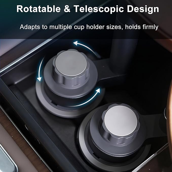 Car Tray for Eating & Laptop Desk - 360° Rotation Birch Wood Cup Holder/Steering Wheel Tray - Portable in-Car Dining & Work Desk, Universal Fit for Most Vehicles