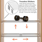 Slideep Adjustable Closet Storage Shelves with Seamless Sticker, Stainless Steel Expandable Wardrobe Shelves Organizer System