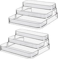 2pcs Acrylic Rack, No Assembly Clear 3 Tier Condiment Bottle Shelf Vanity Organizer for Cabinet Kitchen Bathroom