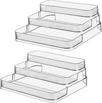2pcs Acrylic Rack, No Assembly Clear 3 Tier Condiment Bottle Shelf Vanity Organizer for Cabinet Kitchen Bathroom