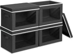 Homsorout Storage Boxes with Lids - 4 Pack Fabric Clear Window Storage Bins, Large Decorative Storage Bins with Handles, Line