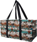 NGIL Extra Large Utility Tote Reusable Grocery Bag Oversized Collapsible for Groceries, Storage, Picnic, Beach (Country Cow-Black)