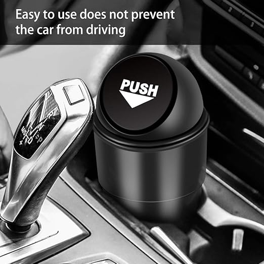 Cup Holder Trash can for car with Lid, Mini Garbage Cans for Back seat Leakproof Vehicle Automotive Cup Holder Car trashcan, Small Trash Bin for Automotive Office Home Kitchen (CARH1347A)