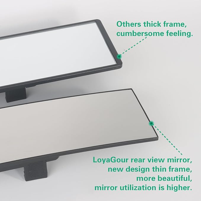 Rear View Mirror for Car,11.8" Convex Panoramic Wide Angel View Mirrors Extender,Chrome Tint Anti Glare,Universal Clip on Interior Rearview Mirror for Truck Car and SUV (Chrome)