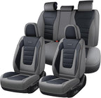 Coverado Car Seat Covers Full Set, Nappa Leather Seat Covers for Cars, Car Seat Protector Car Seat Cushion, Front and Back Se