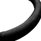 BDK Ergonomic Leather Grip Steering Wheel Cover - Soft Plush Memory Foam Grip for Standard Size Wheels 14.5-15 inch Black