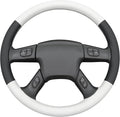 MEWANT Hand-Stitched Steering Wheel Cover for Chevy Silverado 1500 2003-2006 Trailblazer Black White Faux Leather Wrap