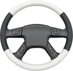 MEWANT Hand-Stitched Steering Wheel Cover for Chevy Silverado 1500 2003-2006 Trailblazer Black White Faux Leather Wrap