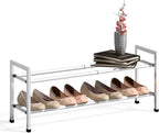 Bumusty 2-Tier Expandable Shoe Rack for Closet, 18“-33” Adjustable Shoe Rack for Small Space, Small Shoe Organizer for Front 
