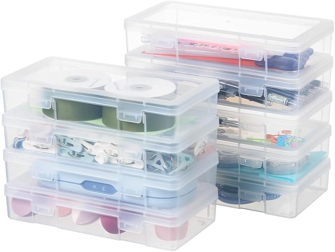 novelinks Plastic Clear Storage Containers for Organizing, Craft Storage Organizers and Stackable Storage Bins with Lids for 