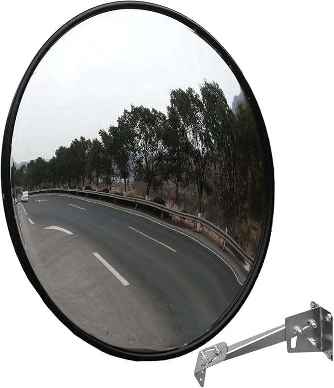 Wall Mounted Convex Mirror Wide Angle - Safety Blind Spot Mirror for Garage Driveway Warehouse Parking Lot, Traffic Security Surveillance, 360° Visibility (18" Black 1 Pack)