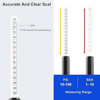 Dual Head Tire Pressure Gauge 10-150PSI, Heavy Duty Semi Truck Tire Pressure Gauge 1-10 Bar, Air Pressure Gauge for Tires Extended Tube for Semi Truck, RV, Car, Motorcycle(Pack of 2)