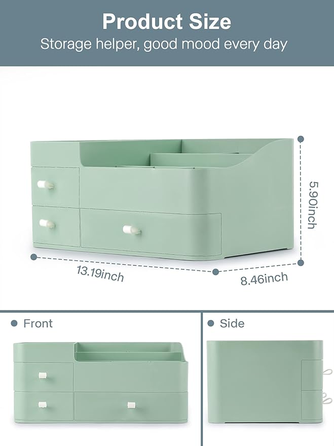 ONXE Makeup Organizer with Drawers,Large Capacity Countertop Organizer for Vanity,Bathroom and Bedroom Desk Cosmetics Organiz