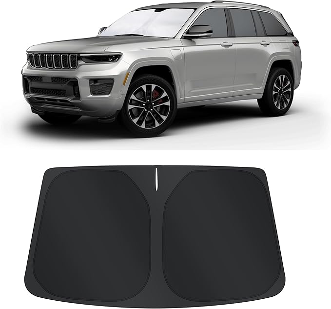 TINGLU Sun Shade for Jeep Grand Cherokee 2011-2021(NOT for Grand Cherokee L&Jeep Cherokee) Accessories Windshield Sun Shade Window Shade UV Rays Protection Sun Visor Cover