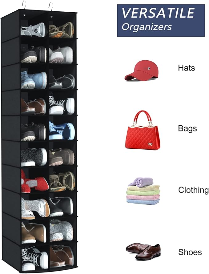 coastal rose Hanging Shoe Organizer for Closet, 20 Sections Hanging Closet Organizers and Storage Shelves, Space Saving Hangi