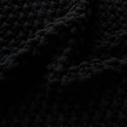 Chunky Cable Knit Throw Blanket Lightweight Black 100% Organic Cotton Blanket for Sofa Couch Bed Baby Nursery, Rustic Shabby 
