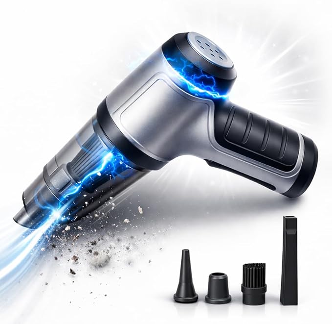GajetNest Handheld Mini Portable Compact Car Vacuum Cleaner & Blower 3-in-1 with HEPA Filter, Lightweight Design, 25-Minute R