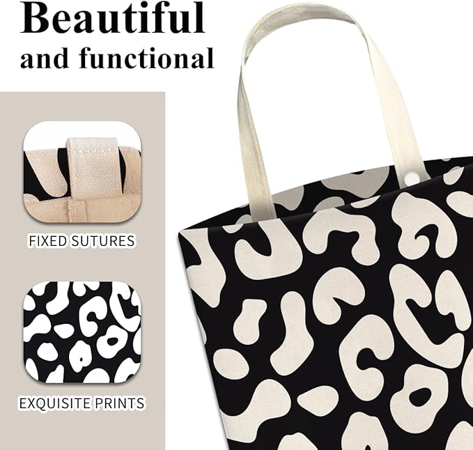 Car Trash Can, Cute Car Trash Bag, Hanging Car Organizer and Storage Bag, Trash Bin for Car Accessories, Vehicle, Travelling, Camping Black White Leopard