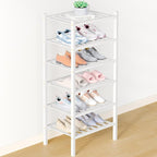 Smiry Bamboo Shoe Rack for Closet, 6 Tier Small Wooden Stackable Shoe Organizer, Free Standing Shoes Storage Shelf for Entryw