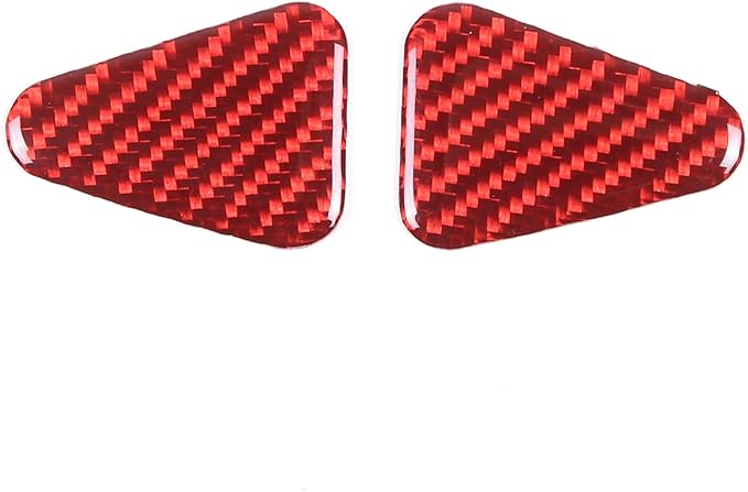 Seat Belt Adjuster Base Panel Cover Compatible with Tesla Model 3 Highlander 2023+, Car Safety Belt Buckle Panel Decor Frame, Seat Belt Warp Cover, Carbon Fiber (Red)