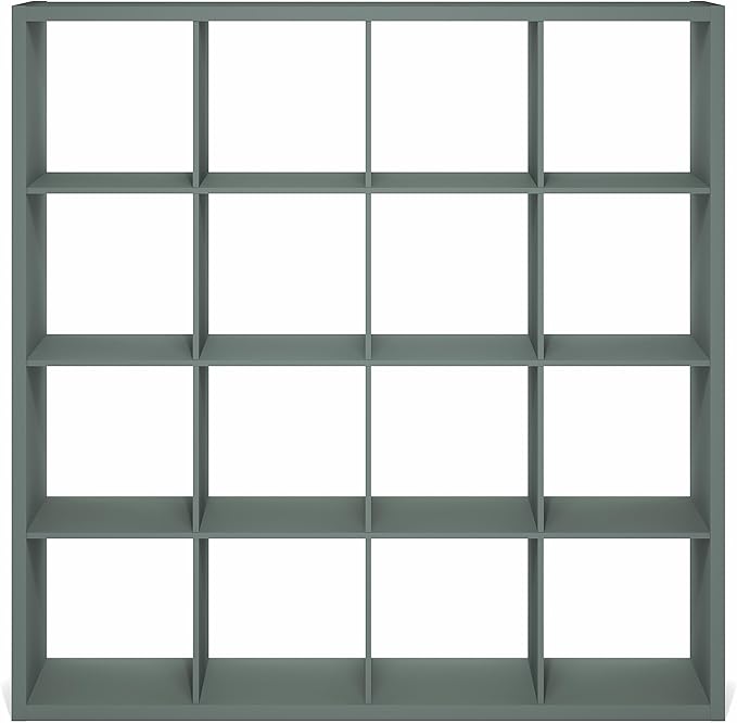 Furinno Cubicle Book Shelf, 16-Cube Bookshelf, Extra Thick Frame Reversible Bookcase with Open Back, 14.6" x 58" x 58", for L