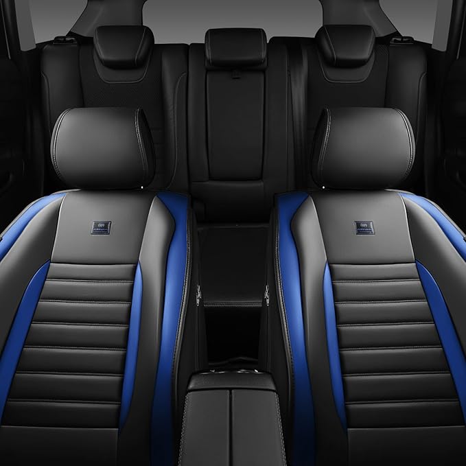 CAR PASS Nappa Leather Car Seat Covers Front Seats, Luxury Seat Protector for Cars, Waterproof Anti-Slip Seat Cushion Airbag 