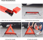 aikko Safety Triangle Kit Road Emergency Warning Reflector Roadside Reflective Early Warning Sign, Foldable 6 Pack of Emergen
