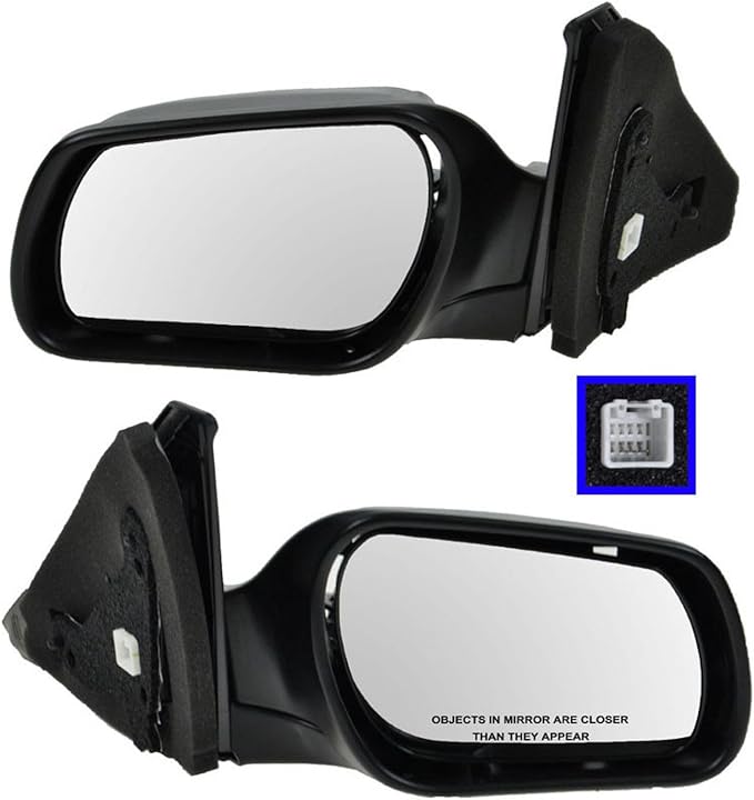 TRQ 2 Piece Driver and Passenger Side Mirror Assembly Set Electric Adjustment Non-Heated No Memory Textured Compatible with 2