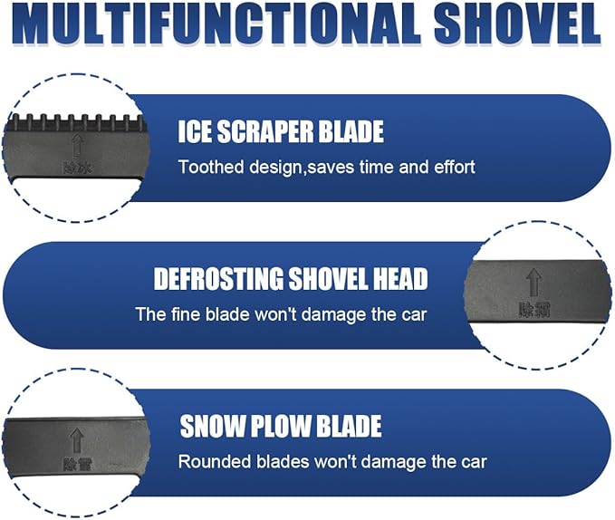 3 in 1 Snow Brush and Ice Scrapers for Car Windshield, 28" No-Scratch Automotive Window Cleaning Scraper with Ergonomic Grip, Detachable Winter Snow Removal Tool for Most Sedans(Purple)