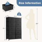 DUMOS Dresser for Bedroom, 10 Storage Drawers, Wide Fabric Closet Chests Organizer Tower Furniture with Wooden Top Metal Fram